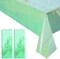 2 Pieces Green Iridescence Tablecloth - 40 x 108“ Disposable Shiny Laser Table Cloth